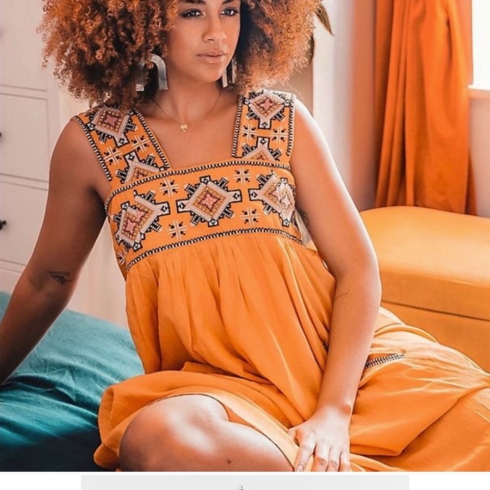ANTHROPOLOGIE Teofila Embroidered Swing Dress 1X
